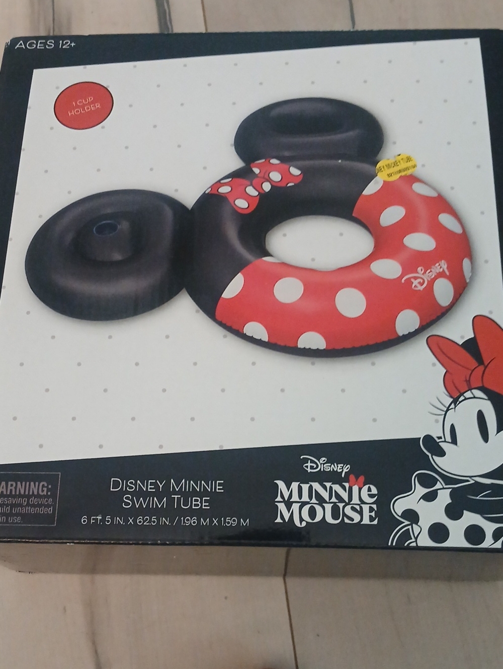 Disney Minnie Mouse Black & Red Polka Dot Swim Tube with Cup Holder